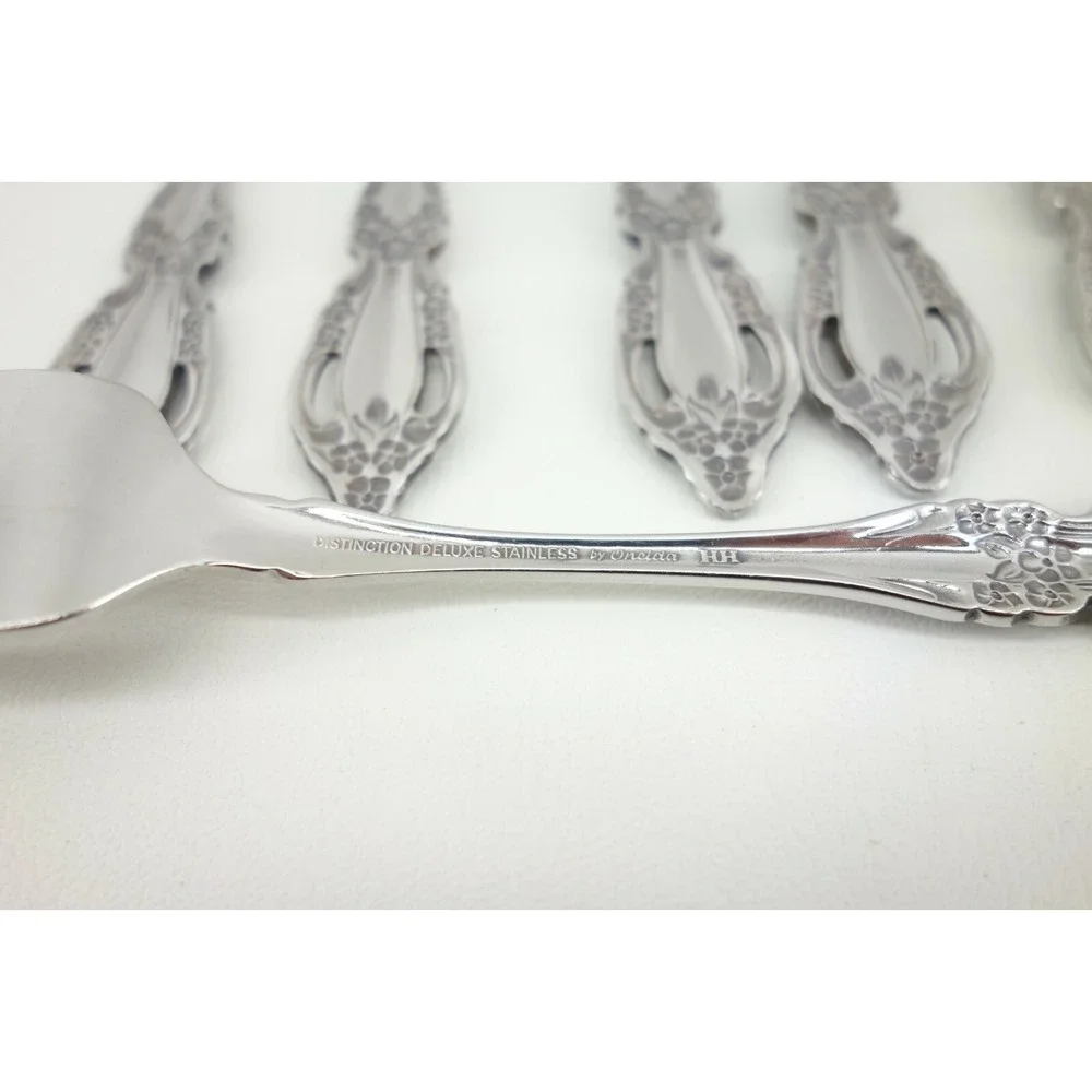 6‎ - Oneida Distinction Deluxe RAPHAEL Glossy Stainless Flatware SALAD FORKS